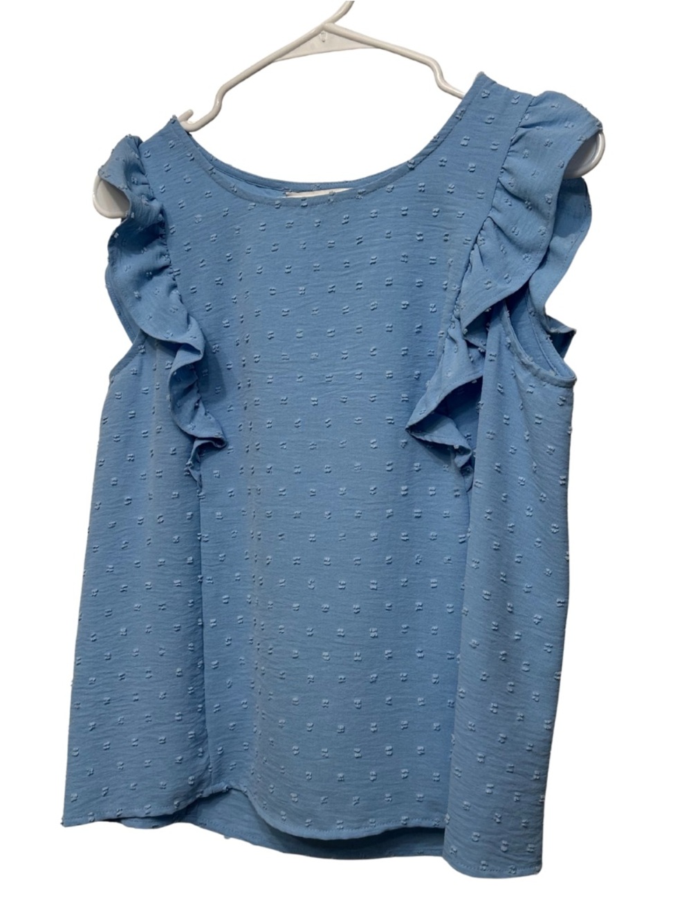 Counterparts Light Blue Ruffle Sleeve Textured Tank Top